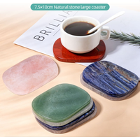 Sous-verres en pierre naturelle Kindfull en gros, sous-verres en cristal poli, quartz rose, aventurine verte, pour cadeau