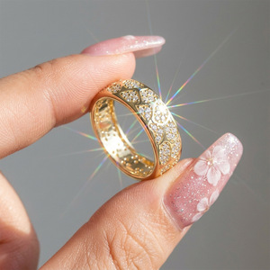 Bague large en argent sterling S925 avec moissanite, incrustation pavée complète, ajustement confortable, unisexe, alliance de mariage, bijoux fins, cadeau pour femme - Product Image 6