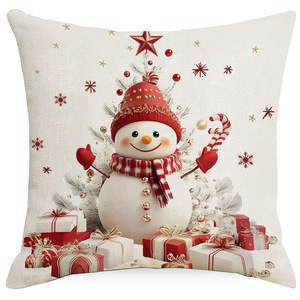 Luxury Linen Santa Snowman Christmas Pillowcase New Festival Decoration for Hotel Use Cartoon <strong>Pattern</strong> <strong>Cushion</strong> Cover Wholesale - Product Image 3