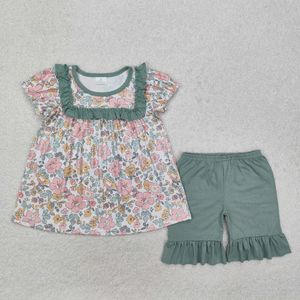 Ensemble de shorts pour filles à fleurs vertes - Product Image 1