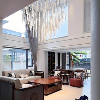 Lustre moderne en verre ANNO avec tiges rectangulaires en cascade, suspension longue personnalisée pour villa à plafond haut
