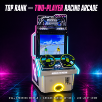 Machine de jeu d'arcade de course à deux joueurs à monnayeur avec deux volants et lumières LED pour divertissement en intérieur