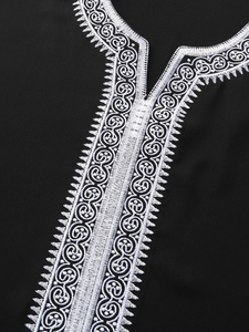 Thobe arabe pour hommes, manches longues, coton brodé, vêtements musulmans traditionnels, fournisseur de gros - Product Image 3
