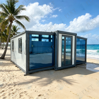 FLKT Maisons Modulaires Préfabriquées Prêtes à l'emploi, Mini-Maisons Portables Pliables à Double Aile Extensible, Structure en Acier, Type Conteneur