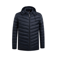 Blouson streetwear matelassé léger en polyester pour homme, col montant, fermeture éclair, doublure côtelée à capuche pour l'hiver (mi-saison)