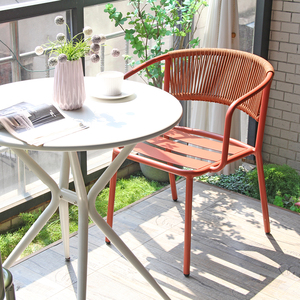 Moderner Esszimmers tuhl im Freien mit Aluminiums itz und Seil bindung Beliebter Gartenmöbel für Hotel-und Restaurant möbel - Product Image 1