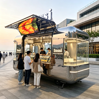 Chariot alimentaire en acier inoxydable à double aile, avec auvent, étagères de rangement et roues, pour événements extérieurs, vente ambulante et festivals