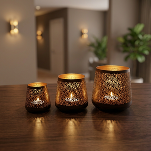 Portavelas de Hierro Hecho a Mano con Diseño de Árbol de Navidad, Impresión Digital de 1 Color, Impermeable y Libre de Plomo, Marca Sonnet Decor - Product Image 4