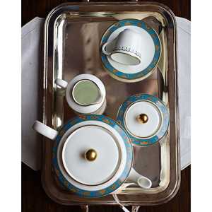 Ensemble complet de thé/café Bennyudine Richard Ginori Lago 6 pièces, tasses et soucoupes décorées Cristina pour hôtels - Product Image 5