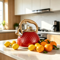 Théière en acier inoxydable de qualité alimentaire, bouilloire sifflante avec fond à induction pour tous les types de cuisinières