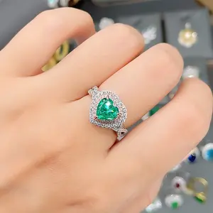 Cincin perak murni S925 klasik minimalis kualitas tinggi perhiasan cincin pernikahan batu CZ potongan hati waiba