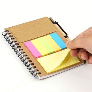 Cuaderno Promocional con Cubierta Kraft, Logotipo Personalizado, Mini Bloc de Notas Adhesivas con Bolígrafo, Material Escolar - Product Image 3