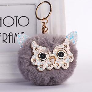Grosir Gantungan Kunci Bola Burung Hantu Berlian Gantungan Kunci Gantungan Kunci Berbulu Gantungan Kunci untuk Dompet Wanita - Product Image 5