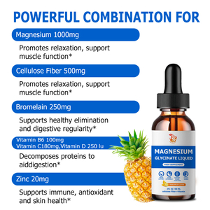 Suplemento de Glicinato de Magnesio Orgánico de Marca Privada en Gotas Líquidas con Fibra de Celulosa y Bromelina para Apoyar la Función Intestinal - Product Image 4