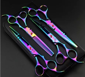 7.0 Inch Chuyên Nghiệp Chải Chuốt Kéo Đặt Cắt Mỏng Cong Kéo Vật Nuôi Cạnh Sắc Nét Kéo Con Chó 4 cái/lốc - Product Image 2