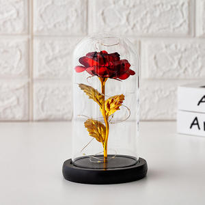 Flor Eterna con Cubierta de Cristal, Rosa con Lámina Dorada, Regalo para el Día de la Madre, San Valentín, Navidad, Decoración Creativa - Product Image 4