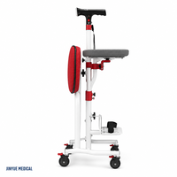 Canne de marche senior avec siège, 4 pieds antidérapants, pliable, en alliage d'aluminium, réglable en hauteur, avec lumière LED et alarme SOS pour personnes âgées