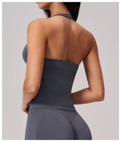 Tank Top Seamless V-neck Spandex Nylon Solid Slim-Fit Penyerap Guncangan Cepat Kering Meningkatkan Bentuk Punggung untuk Wanita Berlari Yoga