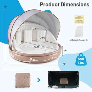 Flotador Inflable de Lujo para Piscina, Redondo, para 2 Personas, con Toldo Desmontable, Respaldo y Portavasos (PVC Ecológico) - Product Image 4