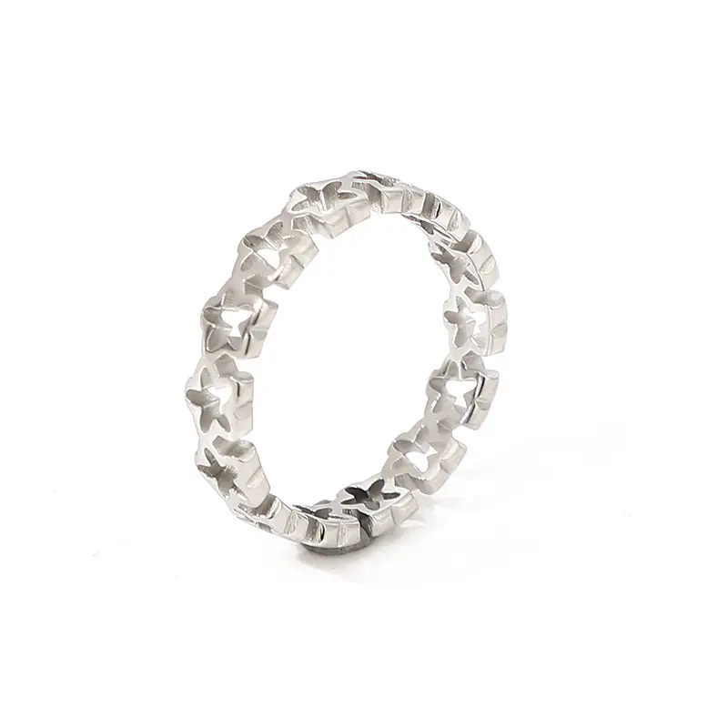 Japão e Coreia do Sul simples cinco peças flor titanium aço anel pentagrama anel
