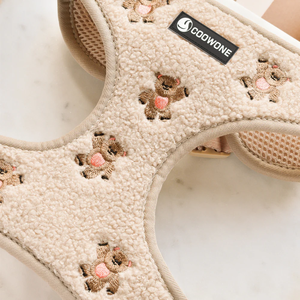 Arnés y Correa para Perro Bordados de Lujo Personalizados <span class=keywords><strong>OEM</strong></span>, Collar y Correa Ajustables de Sherpa para Mascotas, Dispensador de Bolsas para Excrementos - Product Image 1