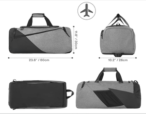 Bolsa de viaje de gimnasio gris grande de 47L para hombres y mujeres, bolsa de lona deportiva con compartimento húmedo para zapatos, mochila de transporte de fin de semana, entrenamiento físico - Product Image 3