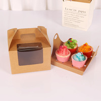 Boîte transparente avec fenêtre en carton blanc, forme carrée, pour 4 tartelettes, cupcakes, mousses et pâtisseries