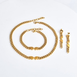Conjunto de Joyería de Cadena de Acero Inoxidable Personalizado, Collares de Cadena Cubana Gruesa Estilo Miami - Product Image 5