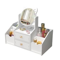 Boîte à Bijoux en Aluminium avec Miroir Cosmétique en Plastique, Tiroir Rectangulaire pour Masque Facial, Rouge à Lèvres, Soins de la Peau – Rangement de Bureau pour Masques