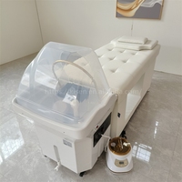 Fauteuil de massage et de lavage capillaire haut de gamme de luxe avec réservoir d'eau de 60L, blanc, sans plomberie, pour salon de beauté et thérapie capillaire