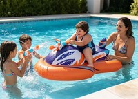 Jet ski gonflable pour enfants, jouet de piscine, pistolet à eau, bateau à moteur, imprimé requin, avec valve anti-fuite, jouets de plage d'été, usine certifiée BSCI