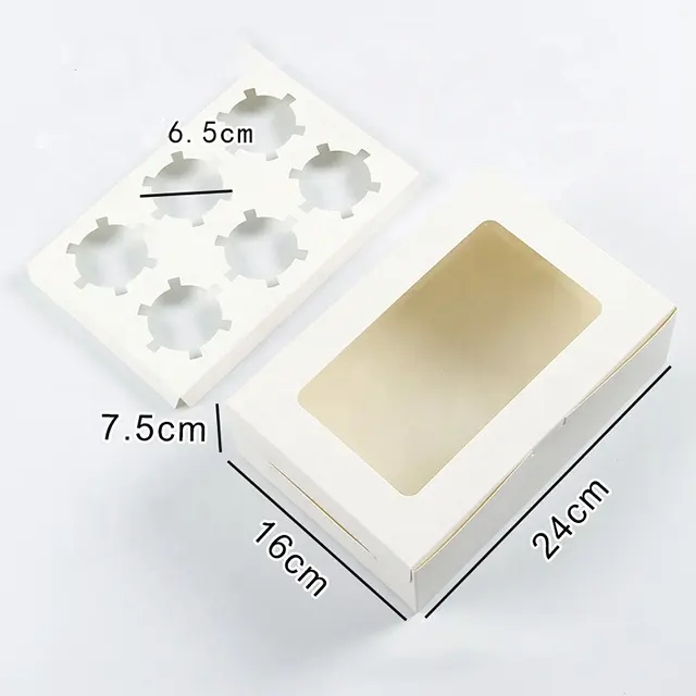 กล่องโดนัทแบบพับได้สีขาวกล่องคัพเค้กแบบเดี่ยวโรงงานจีน