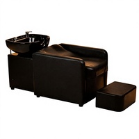 Fauteuil de lavage semi-inclinable en cuir métallisé de luxe Dongkai avec bac à shampoing intégré, multifonctionnel pour usage commercial