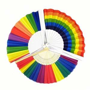 Abanicos Plegables de Bambú Personalizados con Diseño de Arcoíris, Abanicos de Mano de Plástico Coloridos para el Orgullo LGBT, Decoraciones de Boda, Decoraciones para el Hogar, Pintados - Product Image 1