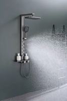 Robinet de douche multifonctionnel chromé avec jets de massage et de pulvérisation, ensemble de douche style spa pour appartement, montage mural