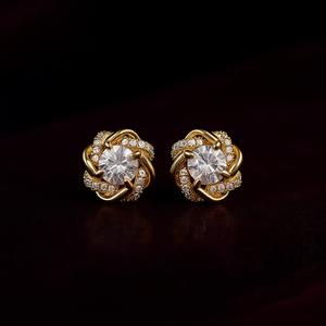 Orecchini E2363 in Oro con Diamanti, Taglio Brillante Rotondo, Gioielli di Lusso Naturali per Donna - Product Image 2