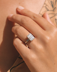 Women's White <b>Gold</b> Emerald Cut Lab Grown Diamond 2.15 CT IGI Certified Luxury <b>Ring</b> Rhodium Plated for Wedding Engagement - Product Image 4