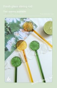 New Eco-friendly Lemon Slice Glass Stirring <strong>Stick</strong> Handle Cocktail Mixing <strong>Stick</strong> with Long Handle for Bar, Juice, Coffee &amp; <strong>Milk</strong> - Product Image 5
