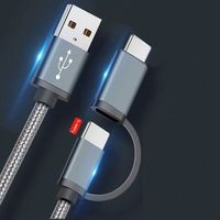Câble USB tressé en nylon QC 3.0, Micro USB et Type C, charge rapide 2 en 1, câble de téléphone portable 2 en 1, câble de charge 2 en 1