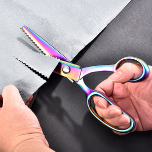 All Steel Lace Scissors Stainless Steel V Shaped Tailor Shears Silver Titanium Plating - Product Image 3