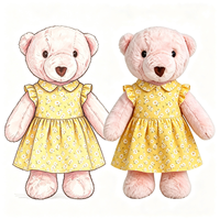 Ours en peluche doux et adorable, jouet animal en peluche, poupée compagnon avec tenue robe fleurie jaune