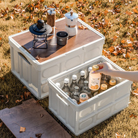 Boîte de rangement pliante pour camping en plein air 15L Petit organisateur portable en plastique Boîte de rangement de secours pour voiture