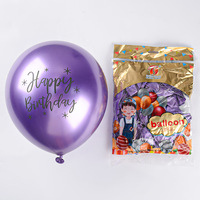 Ballon en latex métallisé de 12 pouces, épaisseur 2,8 g, décoré pour un joyeux anniversaire, vente en gros