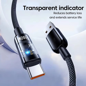 Cable de Carga USB a Tipo C Transparente con Carga Rápida de 240W, Transferencia de Datos de Alta Velocidad, QC 3.0, para Teléfono Móvil y Computadora - Product Image 2
