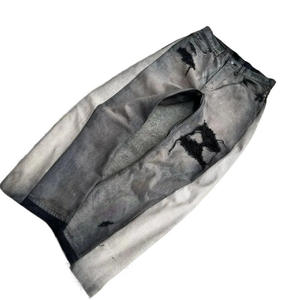 <span class=keywords><strong>Jeans</strong></span> Dritti LEDUO Neri <span class=keywords><strong>Grigio</strong></span> Scuro Effetto Consumato Vita Media Lavaggio <span class=keywords><strong>Chiaro</strong></span> Pantaloni Casual Streetwear Strappati Invernali Autunnali Estivi - Product Image 1