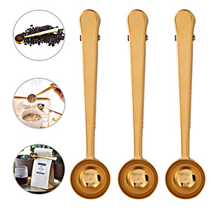 Herramientas de cocina de acero inoxidable de grado alimenticio Clip de cuchara de café y cuchara medidora con Clip de Metal para elaboración de café - Product Image 1