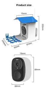 Caméra d'abreuvoir à oiseaux solaire haut de gamme avec identification des espèces d'oiseaux par IA et vision nocturne infrarouge pour abreuvoir à oiseaux de jardin - Product Image 6