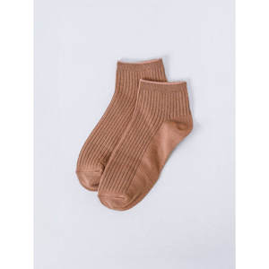 Chaussettes Jacquard Pastel Personnalisables pour Femme avec Col Moyen Marron Nylon Tricoté Chaleur Respirant et Spandex pour Printemps Bagged" - Product Image 1