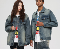 Veste en jean délavée vintage unisexe coupe ample à épaules tombantes, style streetwear décontracté pour couple, idéale printemps-automne – Meilleure vente