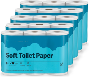 <span class=keywords><strong>Papel</strong></span> <span class=keywords><strong>Higiénico</strong></span> For Basics de 2 Capas, Pulpa de Madera Suave, 30 Rollos (5 Paquetes de 6), 350 Hojas por Rollo, Seguro para Fosas Sépticas, Equivalente a 185 Rollos - Product Image 1